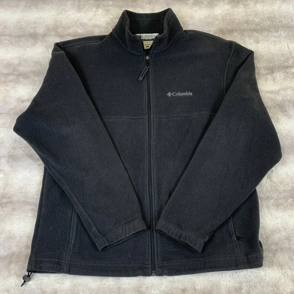 Columbia Fleece Mens Large black Full Zip‎ Long Sleeve Jacket Outdoors Casual